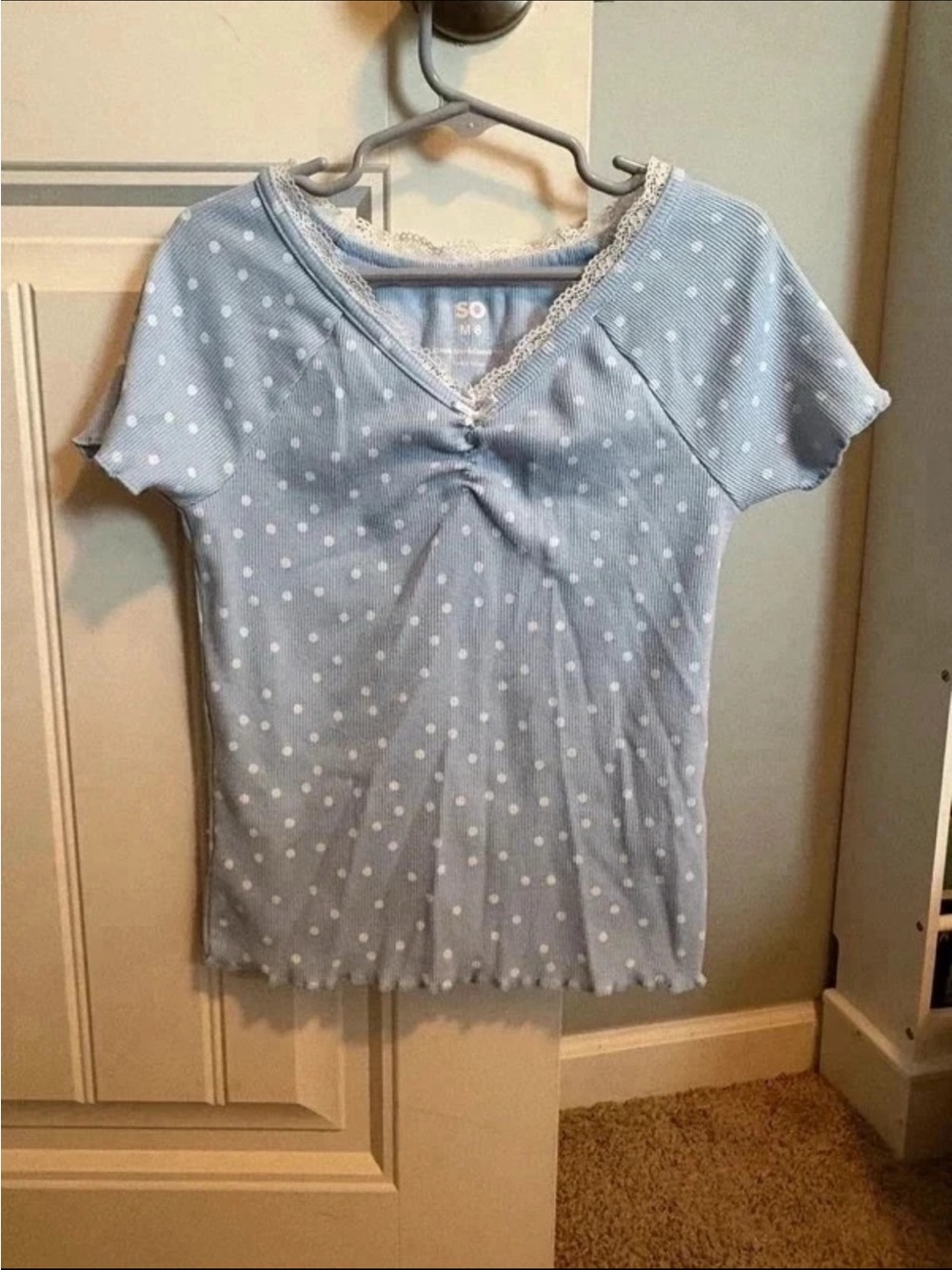 SO kids Light Blue Polka Dot Short Sleeve Top